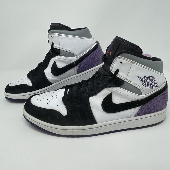 Nike Air Jordan 1 Mens Mid SE Purple White Black 852542-105 Size 11.5‎ Sneaker - Picture 1 of 10